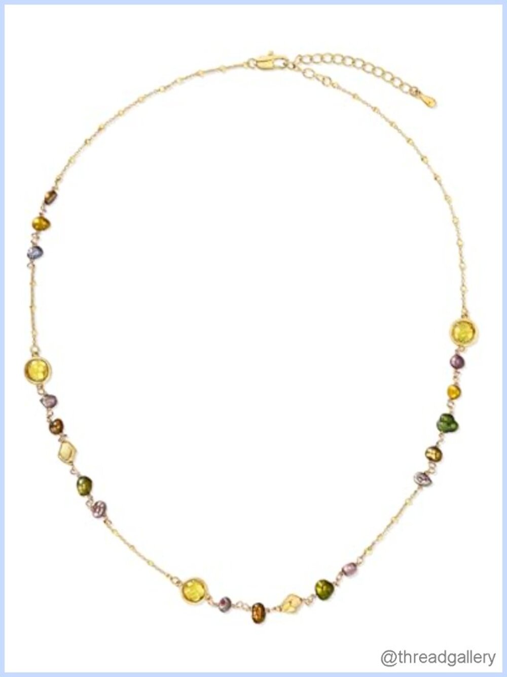 Gold Plated Charm Necklace Shell Pearl Crystal Beaded Gemstone Dainty Layering